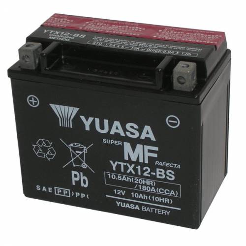 BATTERIA YT12B-BS (YT12B-4) 12V 10Ah SIGILLATA CON ACIDO A CORREDO - YUASA YT12B-BS