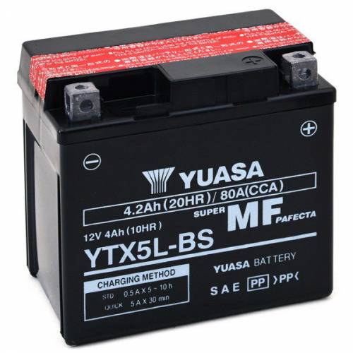 BATTERIA YTX5L-BS 12V 4AH SIGILLATA CON ACIDO - YUASA YTX5L-BS