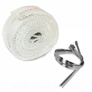 BENDA TERMICA ISOLANTE CHIARO PER COLLETTORI MOTO 2x50x3000mm. CON TIRANTI IN ACCIAIO INOX