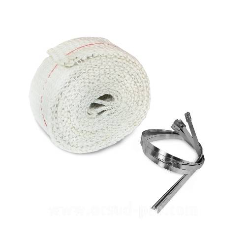 BENDA TERMICA ISOLANTE CHIARO PER COLLETTORI MOTO 2x50x3000mm. CON TIRANTI IN ACCIAIO INOX