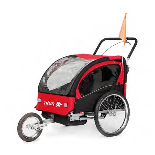 CARRELLO PORTABIMBO PER BICICLETTA/JOGGING *ROSSO*