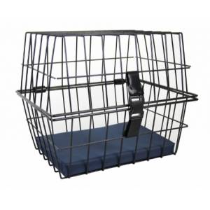 CESTINO ANTERIORE RETTANGOLARE IN METALLO 40X30X33cm. PORTA ANIMALI *NERO*