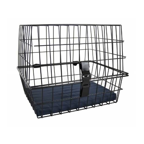 CESTINO ANTERIORE RETTANGOLARE IN METALLO 45X37X36cm. PORTA ANIMALI *NERO*