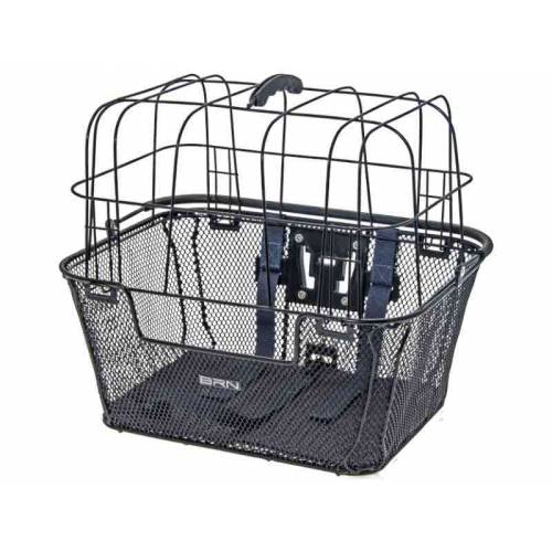 CESTINO ANTERIORE RETTANGOLARE IN RETE 42x31x38cm. PORTA ANIMALI *NERO* - BRN "Happy Pet"