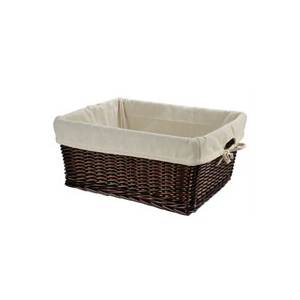 CESTINO IN VIMINI 47x37x21 RETTANGOLARE CON FODERA *MARRONE*