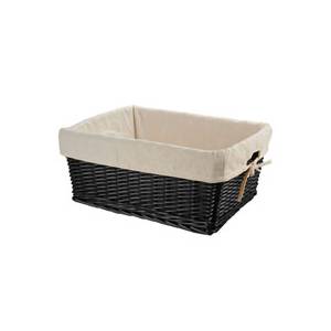CESTINO IN VIMINI 47x37x21 RETTANGOLARE CON FODERA *NERO*