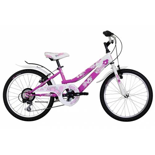 CICLO 20 MTB FEMMINA TELAIO 28 ACCIAIO 6 VELOCITA' *BIANCO FUXIA* -  DOUBLEZZ "Flora"