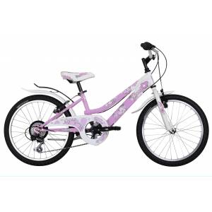 CICLO 20 MTB FEMMINA TELAIO 28 ACCIAIO 6 VELOCITA' *BIANCO ROSA* -  DOUBLEZZ "Flora"