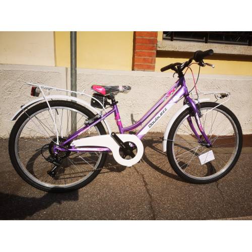 CICLO 24 MTB FEMMINA TELAIO 32 ACCIAIO 6 VELOCITA' EQUIPAGGIATA *LILLA ARGENTO BIANCO* -  DOUBLEZZ Racer