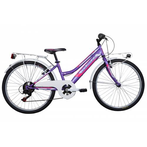 CICLO 24 MTB FEMMINA TELAIO 34 ACCIAIO 6 VELOCITA' EQUIPAGGIATA *LILLA* -  DOUBLEZZ "Violet"