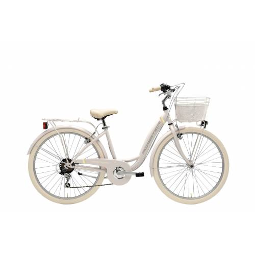 CICLO 26 CITY DONNA TELAIO 42 ACCIAIO 6 VELOCITA' *BIANCO PANNA* CON CESTNO IN TINTA - ADRIATICA Panda 26
