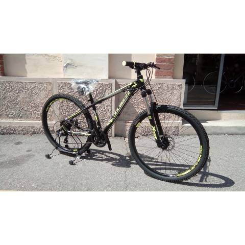 5 MTB UOMO TELAIO 38/S ALLUMINIO 21 VELOCITA'  FRENI A DISCO MECCANICI FORCELLA AMMORTIZZATA *NEROGIALLO" - DOUBLEZZ "