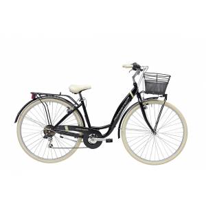 CICLO 28 CITY DONNA TELAIO 42 ACCIAIO 6 VELOCITA' *NERO OPACO* CON CESTNO IN TINTA - ADRIATICA Panda 28