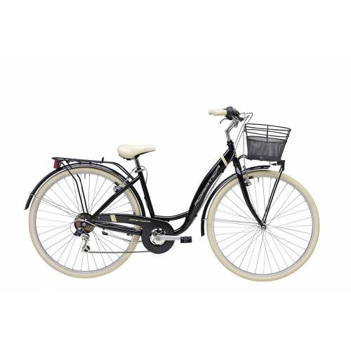CICLO 28 CITY DONNA TELAIO 42 ACCIAIO 6 VELOCITA' *NERO OPACO* CON CESTNO IN TINTA - ADRIATICA Panda 28