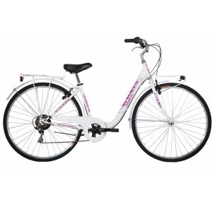 CICLO 28 CITY DONNA TELAIO 43 ACCIAIO MONOTUBO 6 VELOCITA' *BIANCO FUXIA* - DOUBLEZZ "Easy"