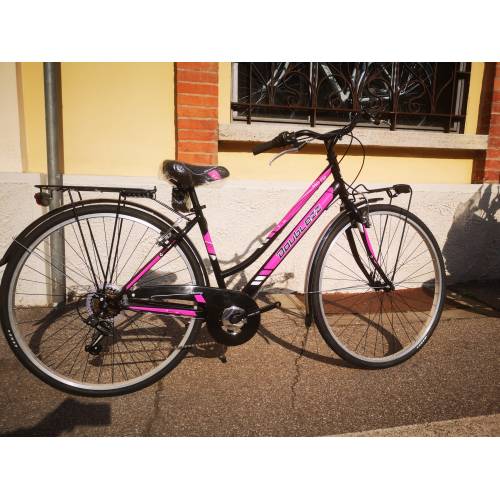 CICLO 28 CITY DONNA TELAIO 44 ACCIAIO 6 VELOCITA' *NERO FUXIA* - DOUBLEZZ Moving