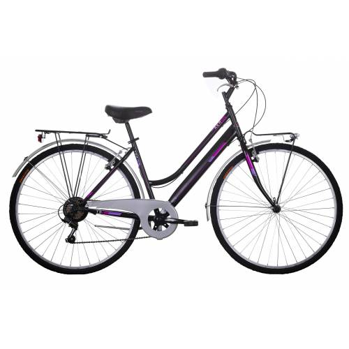 CICLO 28 CITY DONNA TELAIO 45 ACCIAIO 6 VELOCITA' *NERO ROSA FUXIA* - DOUBLEZZ Akhal