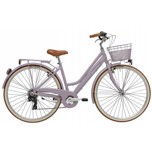 CICLO 28 CITY DONNA TELAIO 45 ALLUMINIO 6 VELOCITA'  *MALVA* CON CESTINO IN TINTA - ADRIATICA Sity Retro