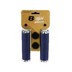 COPPIA MANOPOLE CICLO IN STOFFA COLLARINO ALLUMINIO *BLU AVIO*