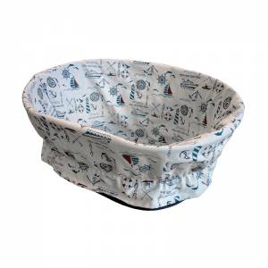 COPRICESTO ANTERIORE IN COTONE FANTASIA BIANCO DISEGNI BLU - Navy