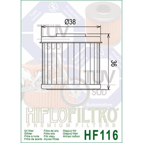 FILTRO OLIO HIFLO HF116 ( ug.HF115)