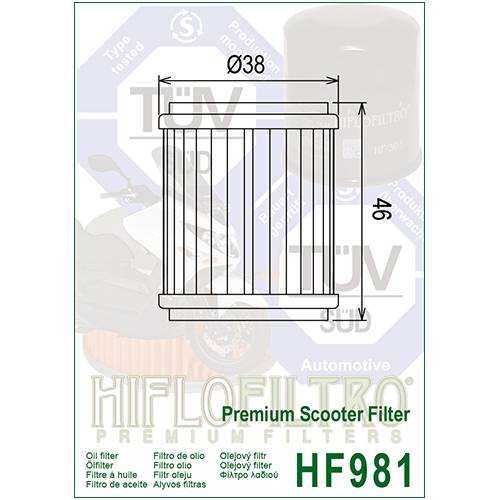 FILTRO OLIO HIFLO HF981 Premium Scooter