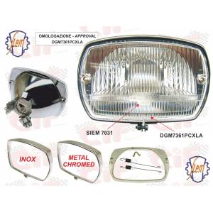 GRUPPO OTTICO PIAGGIO VESPA 50 SPECIAL CON SUPPORTO MONTAGGIO FANALE+MOLLE+VITI+GHIERA INOX+GHIERA CROMATA - SIEM