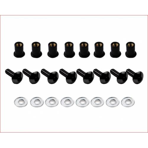 KIT VITI ED ESPANSORI PER CUPOLINO ANODIZZATE 5mm. 8pz. *NERO*