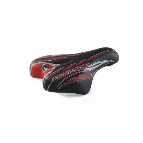 SELLA CICLO 210x140mm. MTB JUNIOR 12/16 *NERO ROSSO* - MONTEGRAPPA Ok Go
