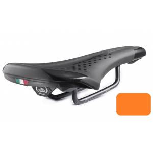 SELLA CICLO 250x145mm. *NERO ARANCIO*  - Selle Montegrappa Menador