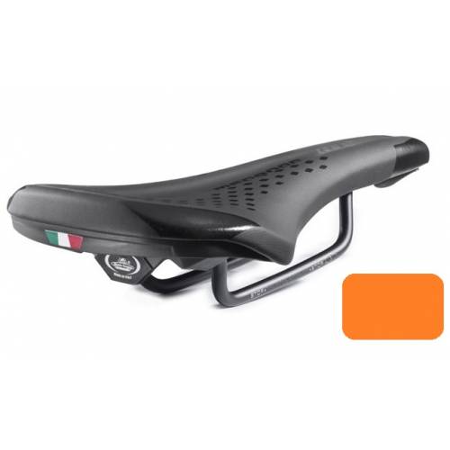 SELLA CICLO 250x145mm. *NERO ARANCIO*  - Selle Montegrappa Menador