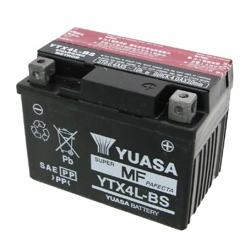 BATTERIA YTX4L-BS 12V 3AH SIGILLATA CON ACIDO A CORREDO - YUASA YTX4L-BS