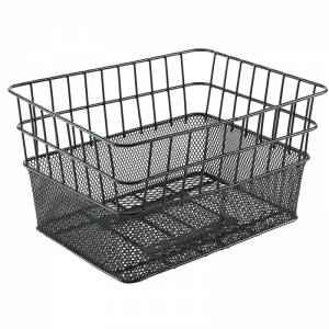 CESTINO ANTERIORE RETTANGOLARE IN RETE DOPPIA MAGLIA 40x30x22cm. *NERO*