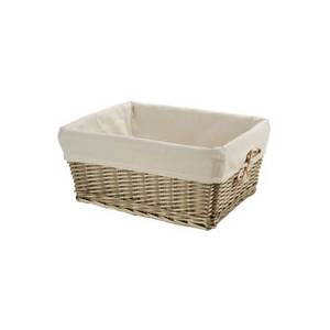CESTINO IN VIMINI 41x31x19 RETTANGOLARE CON FODERA *INVECCHIATO*