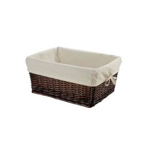 CESTINO IN VIMINI 41x31x19 RETTANGOLARE CON FODERA *MARRONE*