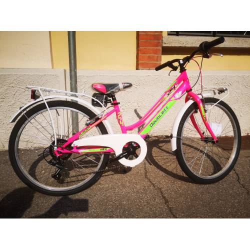 CICLO 24 MTB FEMMINA TELAIO 32 ACCIAIO 6 VELOCITA' EQUIPAGGIATA *FUXIA ROSA VERDE* -  DOUBLEZZ Racer
