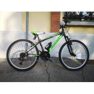 CICLO 24 MTB UOMO TELAIO 34 ACCIAIO FORCELLA AMMORTIZZATA 18 VELOCITA' *NERO VERDE BIANCO* - DOUBLEZZ Stark