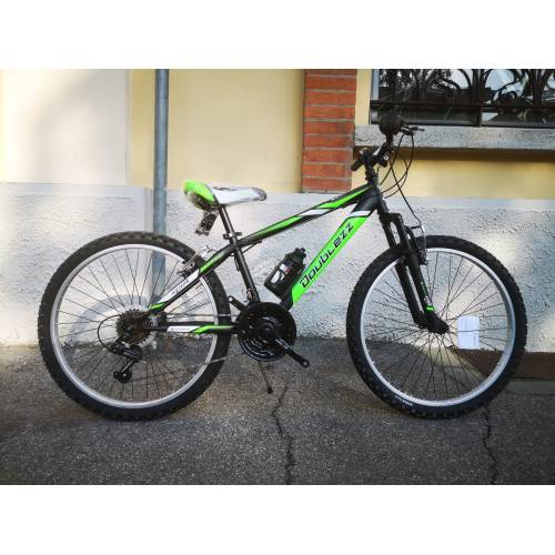 CICLO 24 MTB UOMO TELAIO 34 ACCIAIO FORCELLA AMMORTIZZATA 18 VELOCITA' *NERO VERDE BIANCO* - DOUBLEZZ Stark