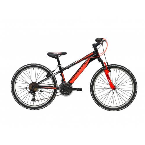CICLO 24 MTB UOMO TELAIO 35 ACCIAIO 18 VELOCITA' FORCELLA AMMORTIZZATA *NERO OPACO ARANCIO FLUO* - ADRIATICA Rock 24
