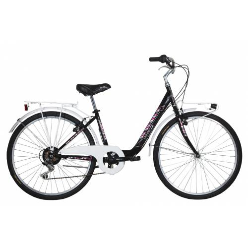 CICLO 26 CITY DONNA TELAIO 38 ACCIAIO MONOTUBO 6 VELOCITA' *NERO FUXIA* - DOUBLEZZ Easy