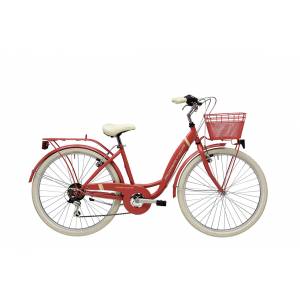 CICLO 26 CITY DONNA TELAIO 42 ACCIAIO 6 VELOCITA' *ROSSO ARAGOSTA OPACO* CON CESTNO IN TINTA - ADRIATICA Panda 26