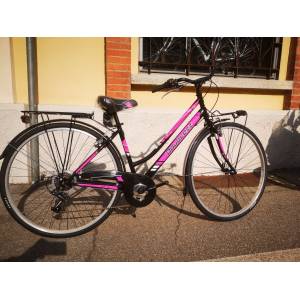 CICLO 28 CITY DONNA TELAIO 44 ACCIAIO 6 VELOCITA' *NERO FUXIA* - DOUBLEZZ Moving