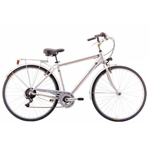 CICLO 28 CITY UOMO TELAIO 56 ALLUMINIO 21 VELOCITA' CAMBIO ACERA *ARGENTO OPACO* - DOUBLEZZ "Travel Man"