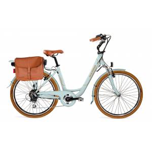 CICLO ELETTRICO DONNA 26 TELAIO 46 ALLUMINIO 7 VELOCITA' CON CESTO E BORSE LATERALI *AZZURRO OPACO* - WORLD DIMENSION Crystal R