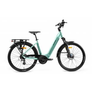 CICLO ELETTRICO DONNA 28 TELAIO 48 ALLUMINIO 7 VELOCITA' *VERDE ACQUA METALLIZZATO* - WORLD DIMENSION Noa Smart