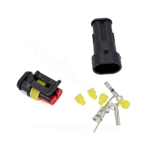 CONNETTORE ELETTRICO A 2 PIN MASCHIO/FEMMINA SIGILLATO