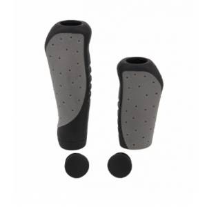 COPPIA MANOPOLE CICLO ERGONOMICHE IN GOMMA l.135+92mm. *GRIGIO/NERO*
