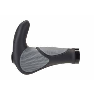 COPPIA MANOPOLE CICLO ERGONOMICHE l.140+140mm. CON APPENDICI FISSE FISSAGGIO A COLLARINO *NERO/GRIGIO*