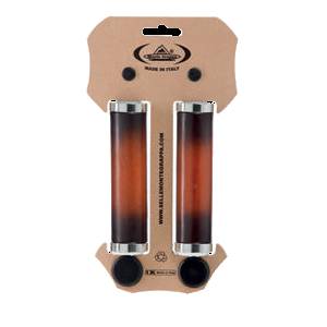 COPPIA MANOPOLE CICLO IN CUOIO l.125mm. CON COLLARINO *CHARLESTON* - MONTEGRAPPA