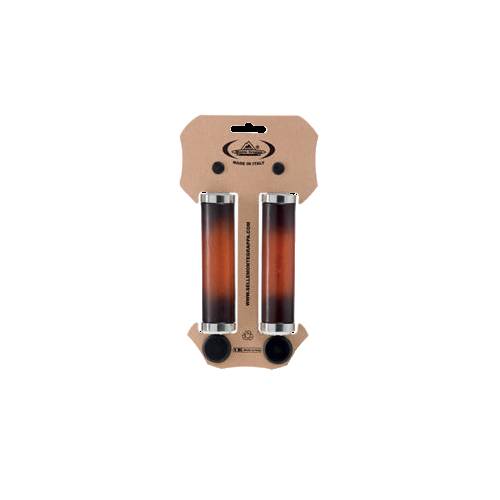 COPPIA MANOPOLE CICLO IN CUOIO l.125mm. CON COLLARINO *CHARLESTON* - MONTEGRAPPA